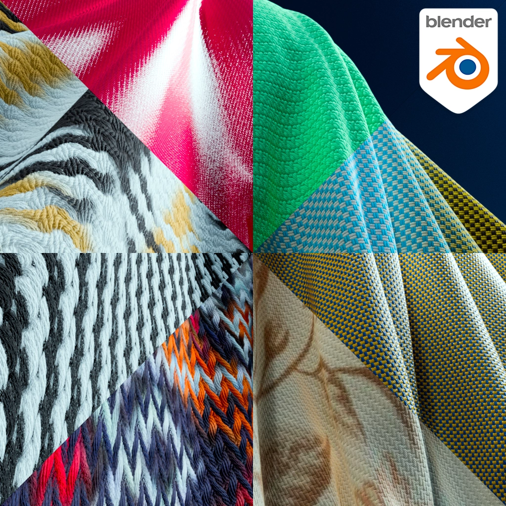 Blender Fabric Material Collection 8 Textile Styles